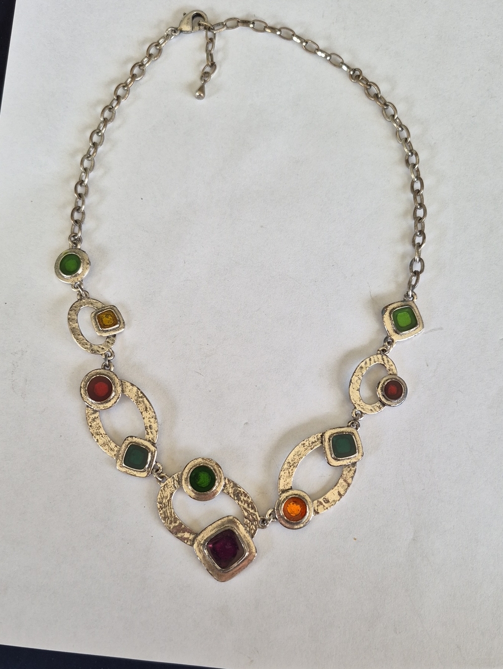 Multicolor Statement Necklace Silver & Green